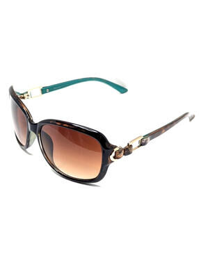 Panama Jack Large Round Oval Sunglasses - Brown & Turquoise, 100% UVA-UVB Sun